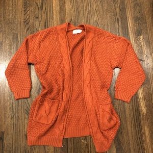 Dreamers Orange Rust Knit Cardigan with pockets